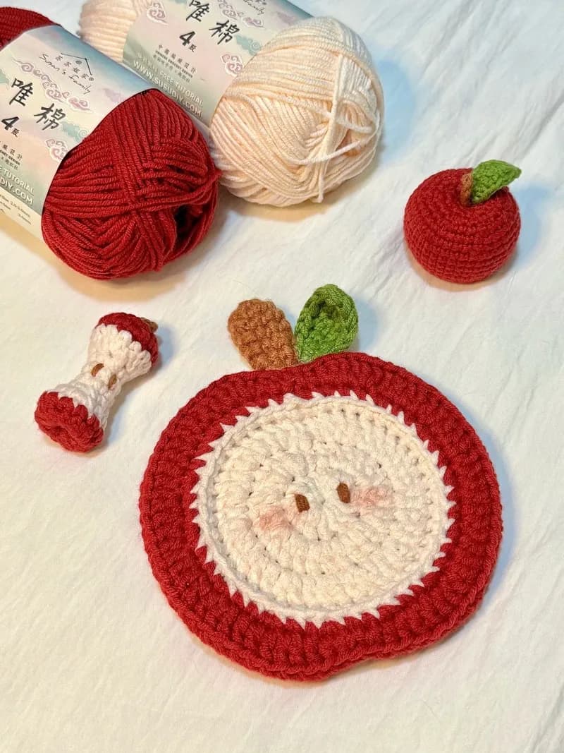 3D Apple Coaster — finished crochet project photo