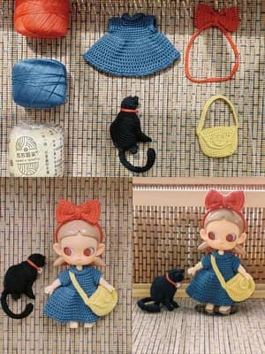Witch Doll Dress for Zsiga (with Cat)