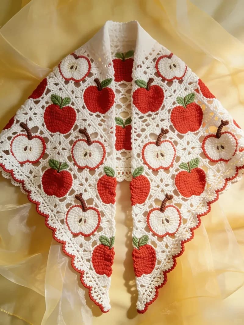 Apple Motif Shawl — finished crochet project photo