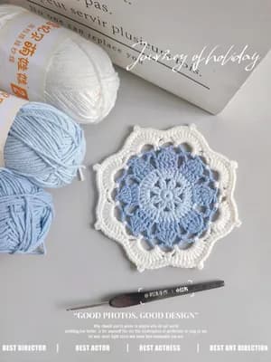 Blue-and-White Flower Coaster — view 2