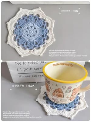 Blue-and-White Flower Coaster — view 3
