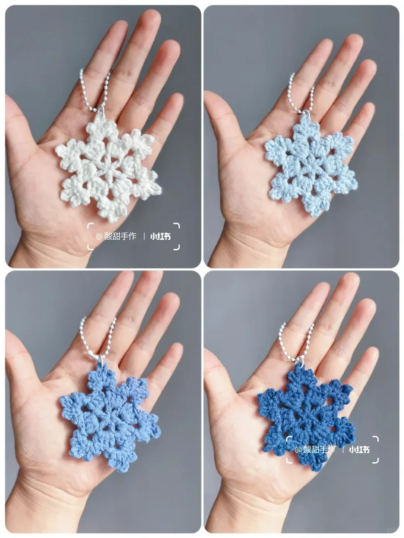 Blue-and-White Snowflake (symbol chart) — finished crochet project photo