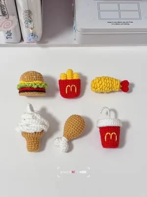 Fast Food Charm Set — free crochet pattern