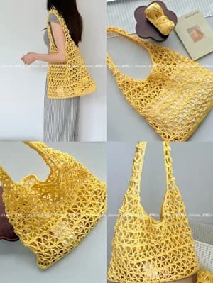 Hexagon Star Mesh Tote — free crochet pattern