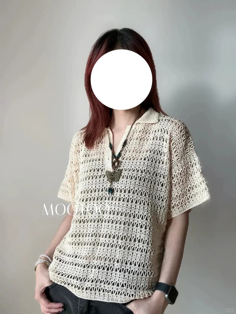 Lace Polo Shirt — finished crochet project photo