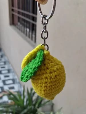 Lemon Keychain with Slice & Leaf — view 2