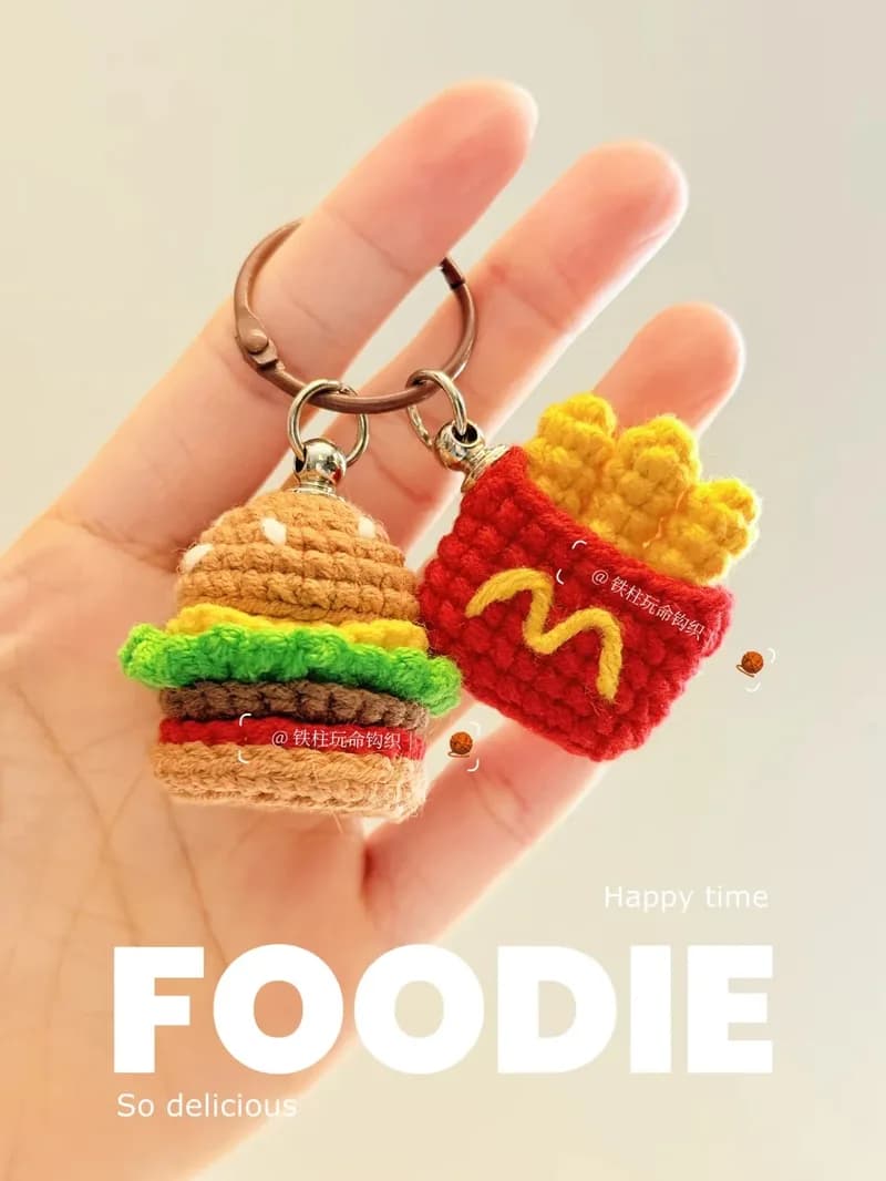McDonald's Burger & Fries Charm — finished crochet project photo