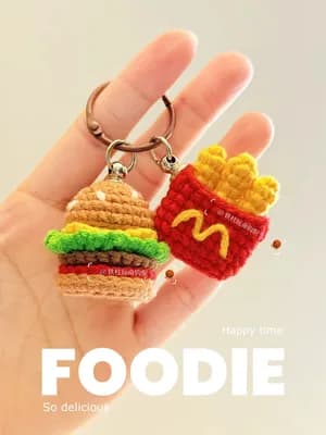McDonald's Burger & Fries Charm — free crochet pattern