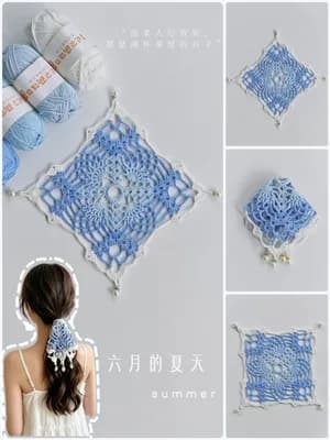 Pineapple Lace Square Motif (~15cm) — free crochet pattern
