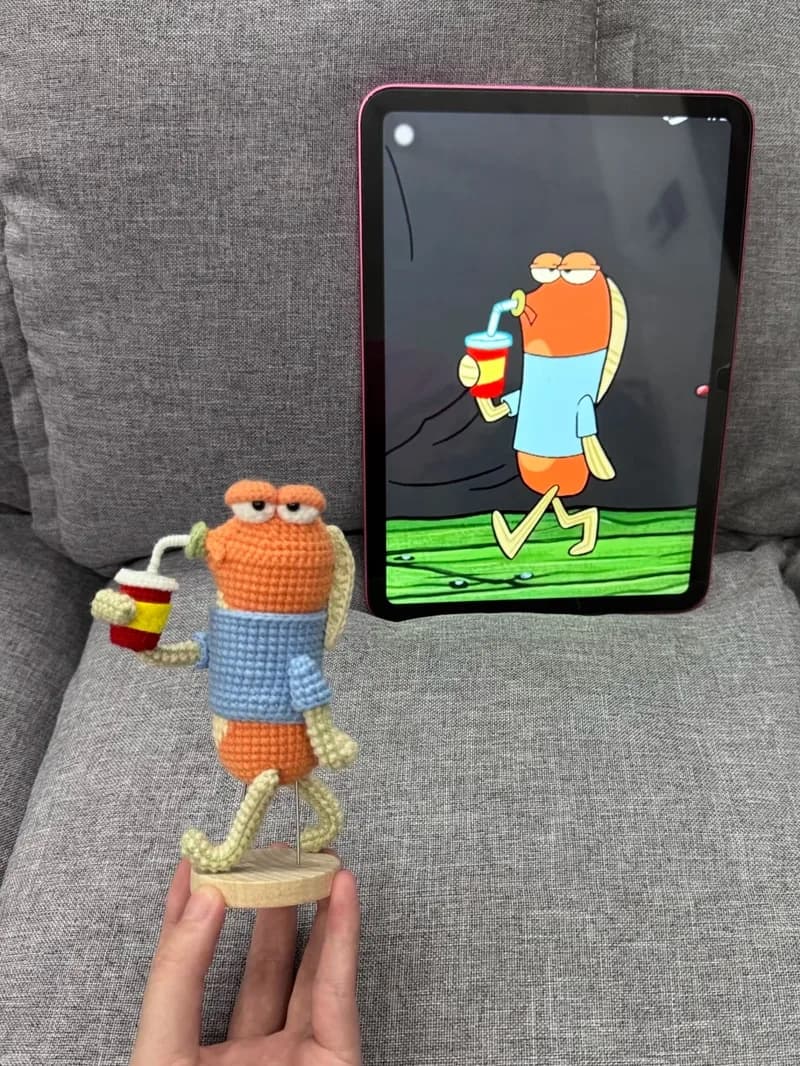 Pouty Happy Fish (Walking Fish Meme) — finished crochet project photo