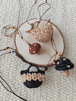 Raffia Mushroom Charm — view 2