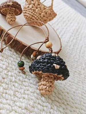 Raffia Mushroom Charm — view 3