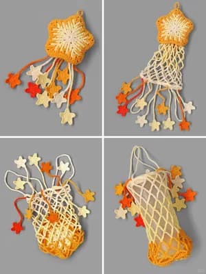 Star Charm & Milk-Tea Net Bag — free crochet pattern