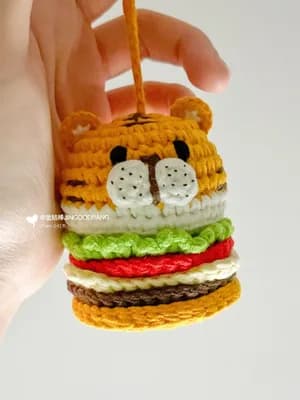 Tiger Burger Keychain — free crochet pattern