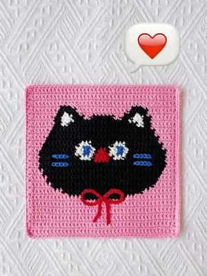 Black Cat Pixel Placemat — free crochet pattern