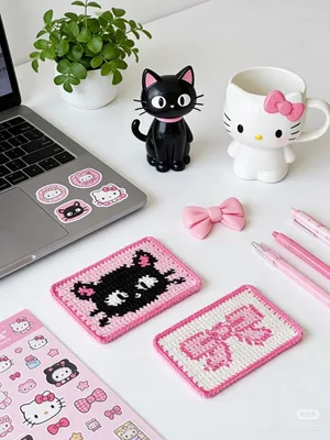 Black Cat Pixel Placemat — view 2