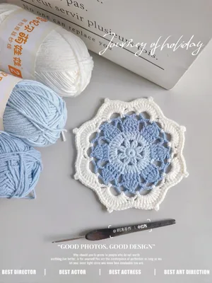 Blue-and-White Flower Coaster — view 2