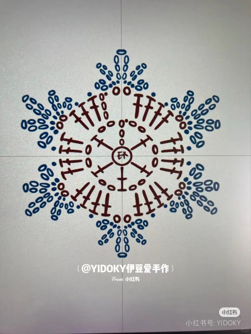 Blue-and-White Snowflake (symbol chart) crochet symbol chart