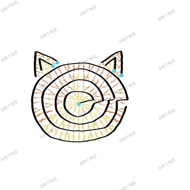 Cat Face Medallion crochet symbol chart 2