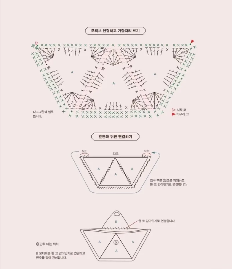 Croissant Bag crochet symbol chart 2