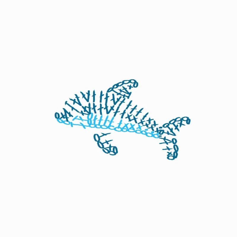 Dolphin & Heart Flat Brooches crochet symbol chart 3