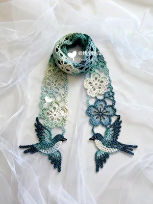 Flower & Bird Scarf — free crochet pattern
