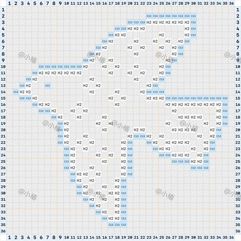 Flying-Bird Pixel Coaster crochet symbol chart 2