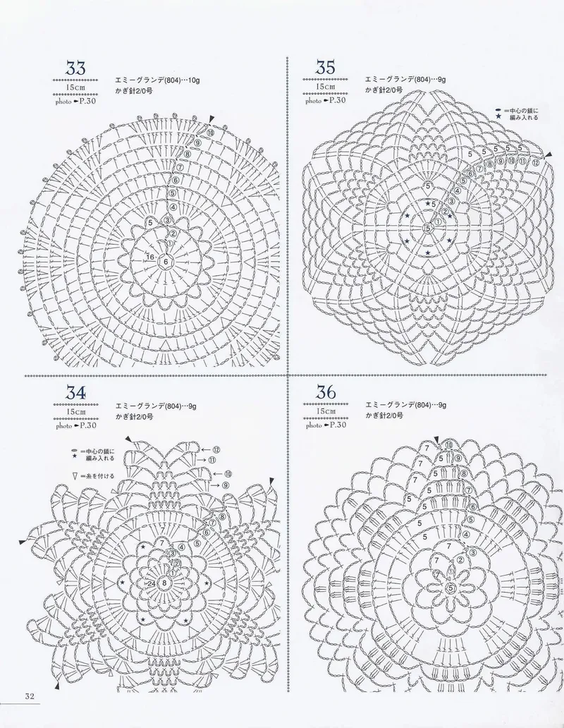 Lace Motif Collection crochet symbol chart 1