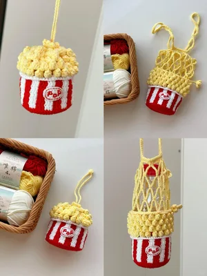 Popcorn Bucket Cup Sleeve with Net — free crochet pattern