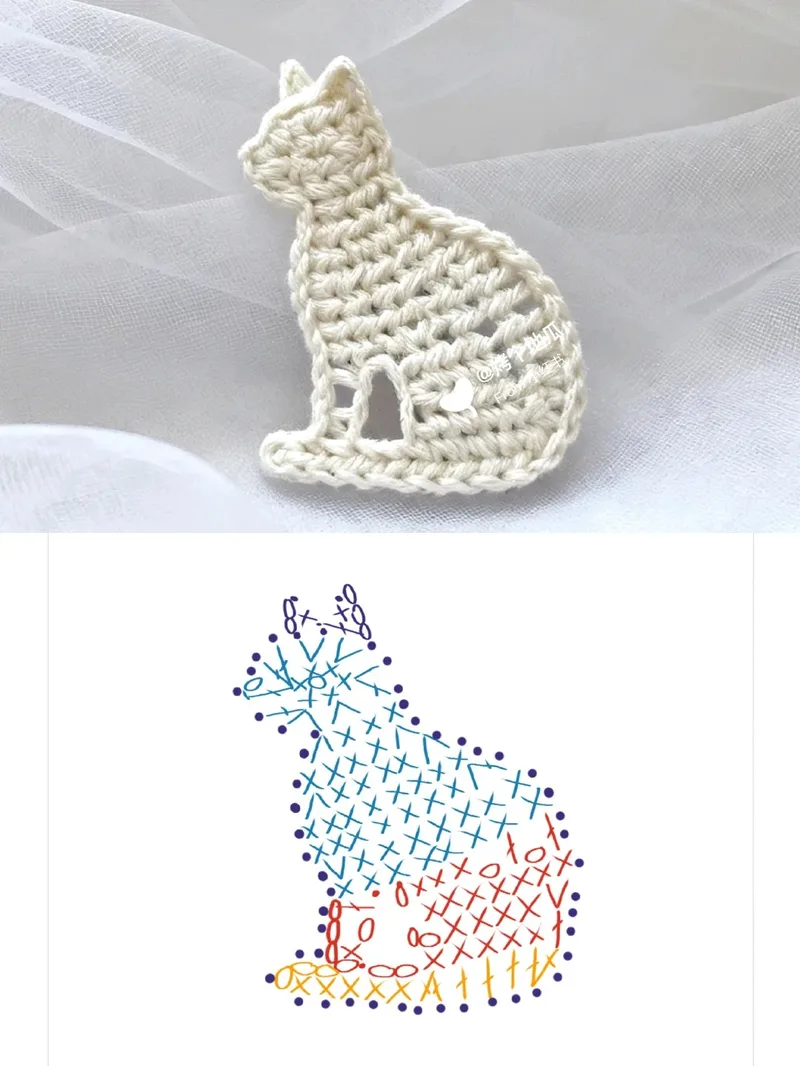 Quiet Cat Appliqué crochet symbol chart 1