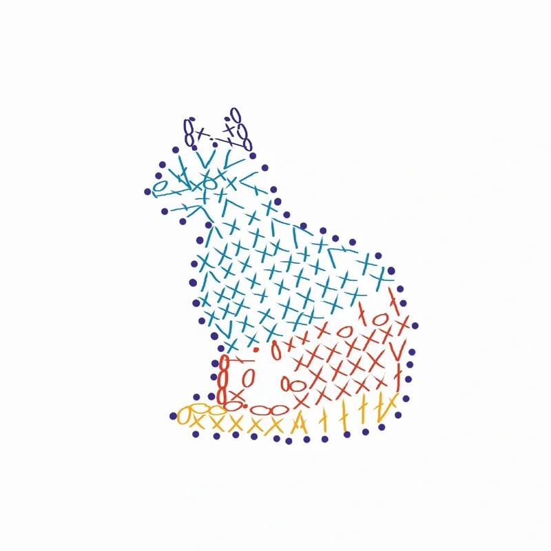 Quiet Cat Appliqué crochet symbol chart 2