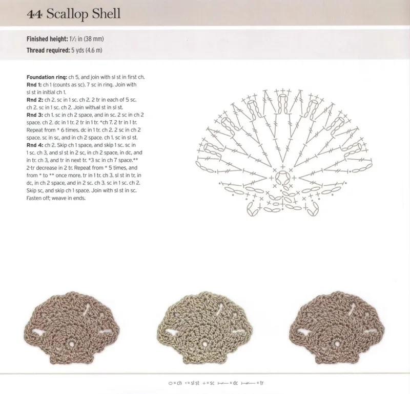 Sea Creature Appliqués crochet symbol chart 5