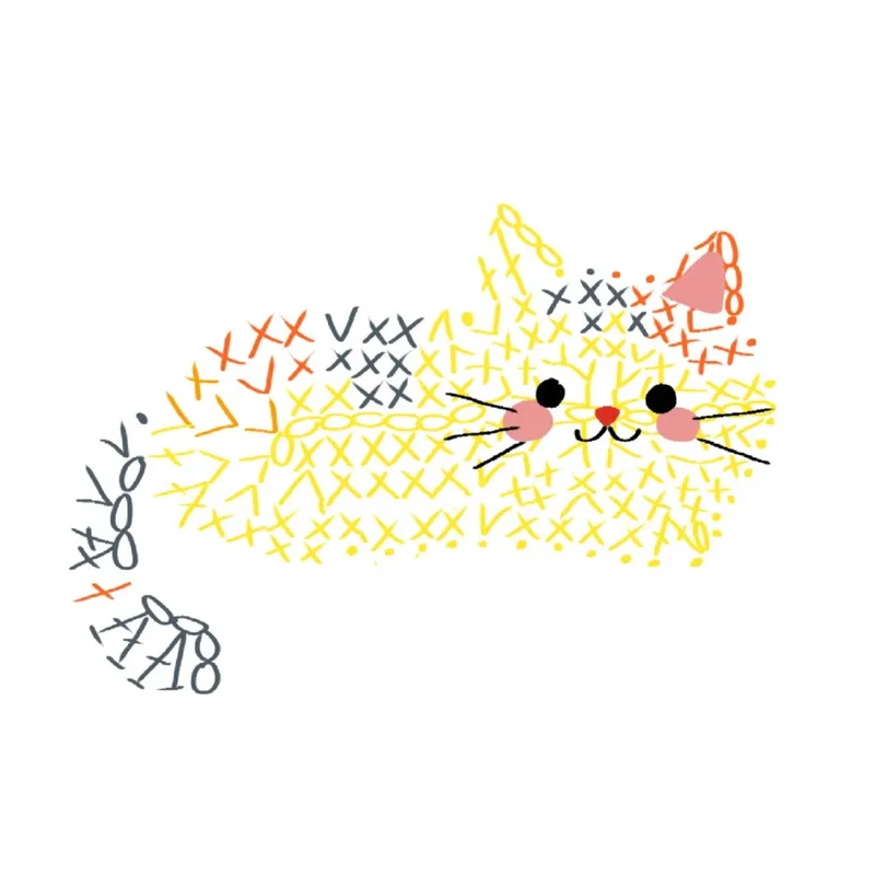 Tucked-Paws Calico Cat Brooch crochet symbol chart 2
