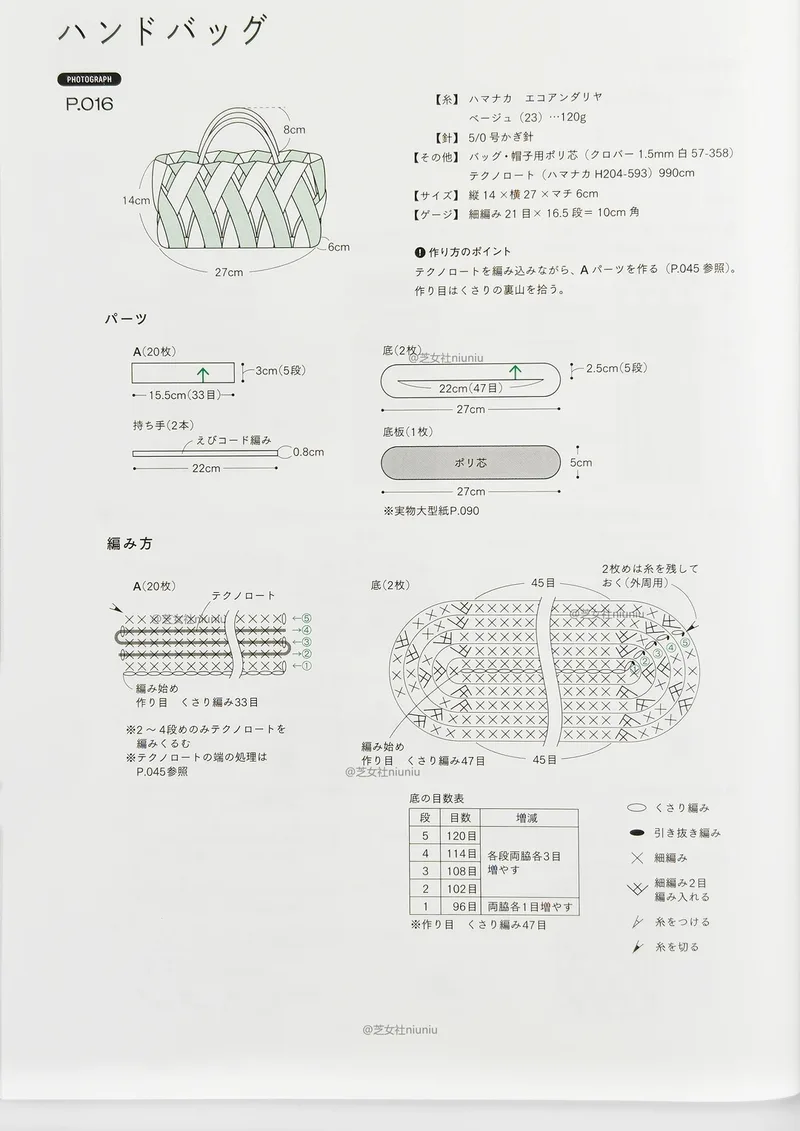 Woven Raffia Handbag (Hinata Akiko) crochet symbol chart 1